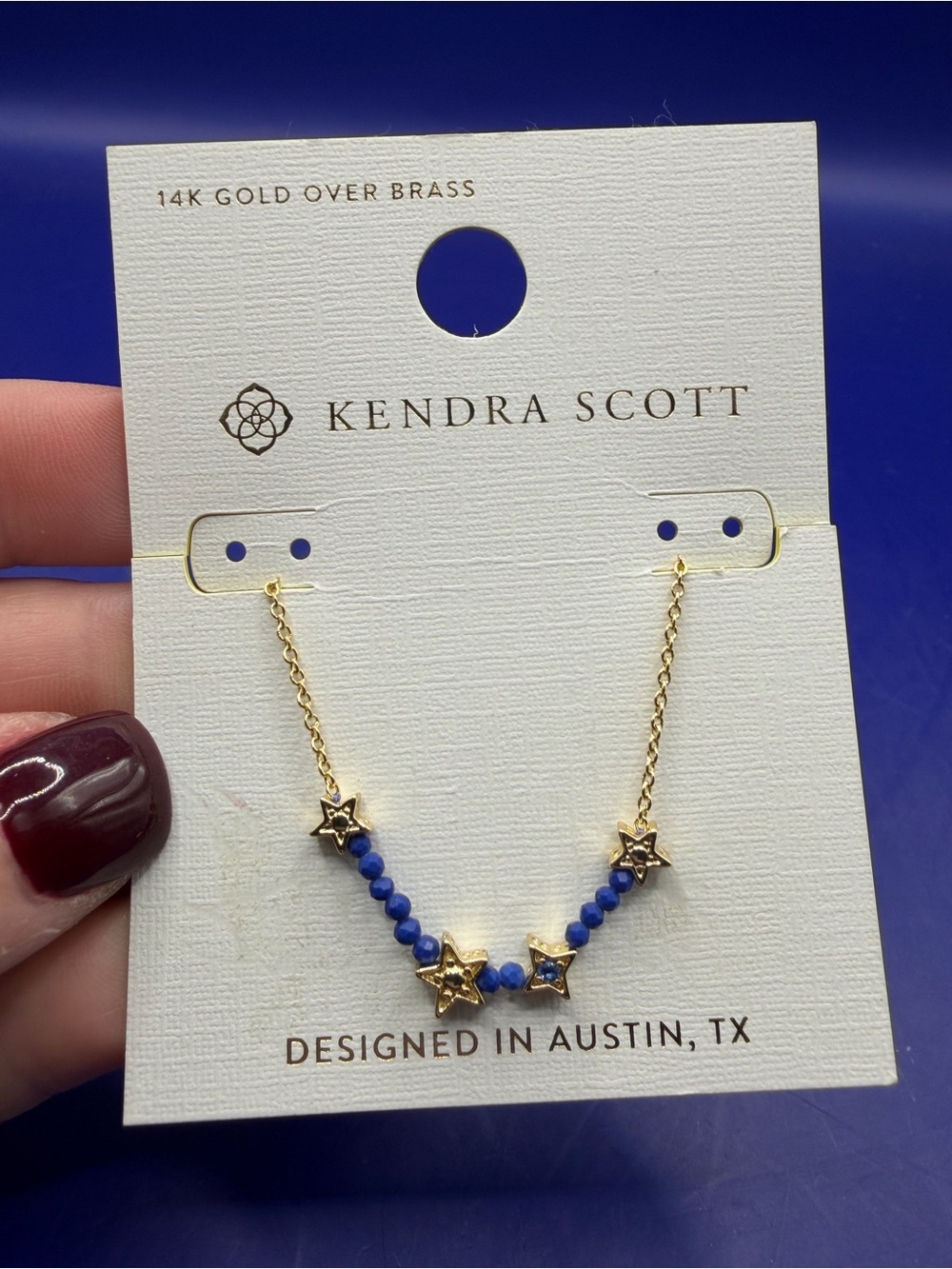 Kendra Scott Gold Star & Blue Beaded Necklace
